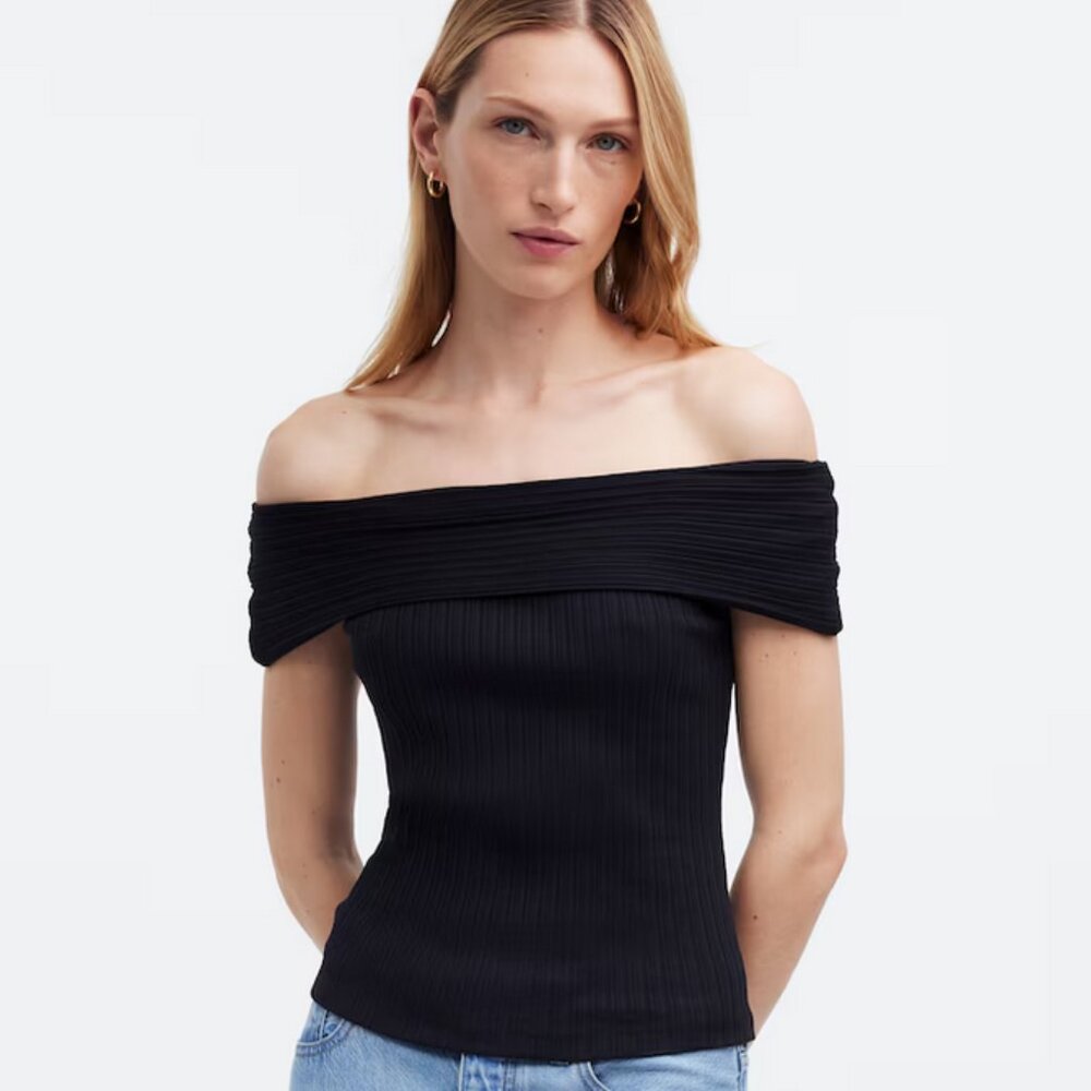 NWT Madewell Ribbed Off-the-Shoulder Top